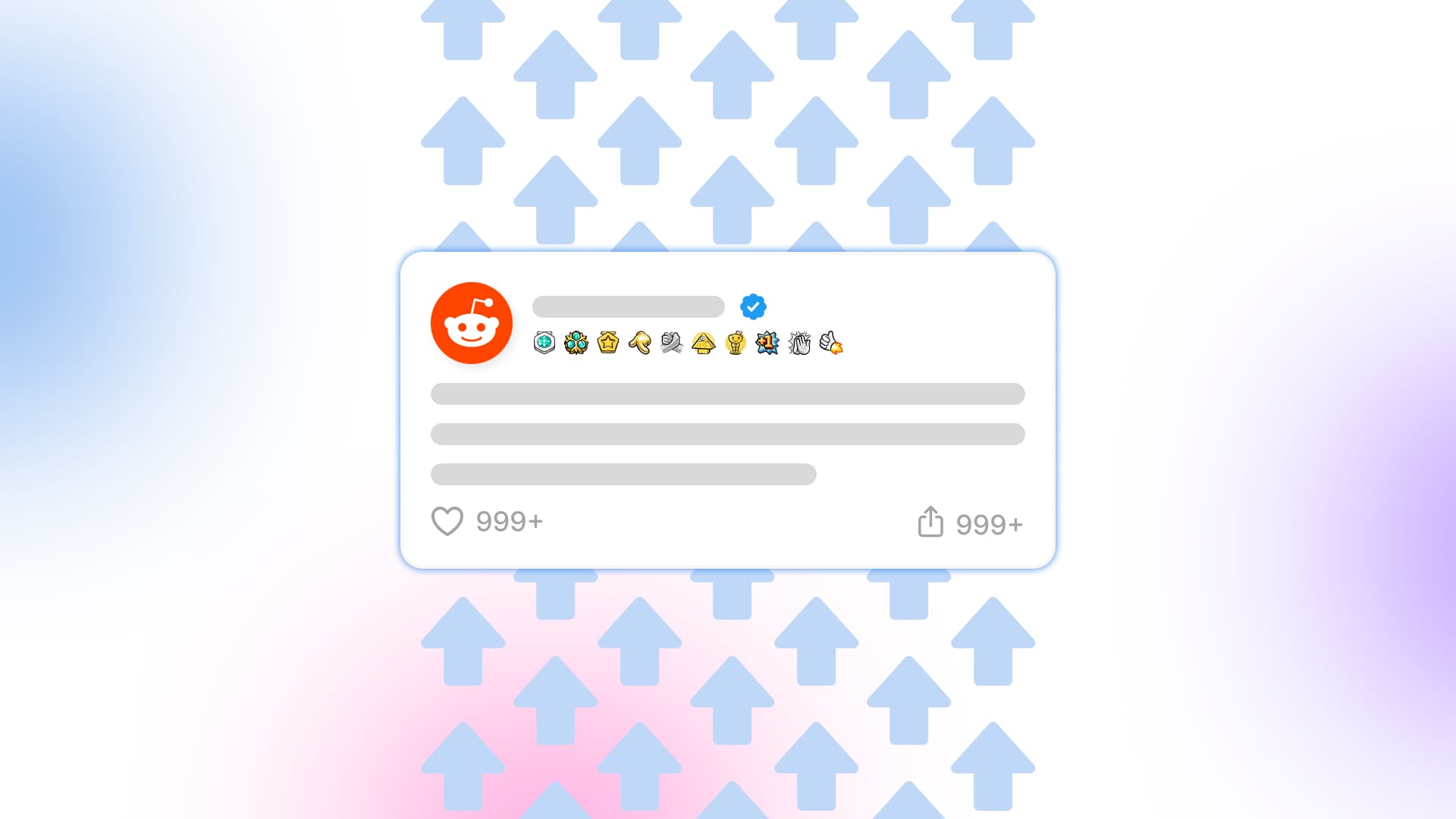 An illustration showcasing a Reddit post surrounded by growth arrows.