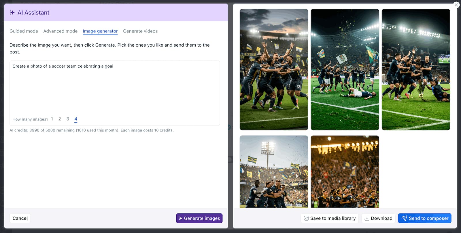 How to generate an image inside Vista Social.