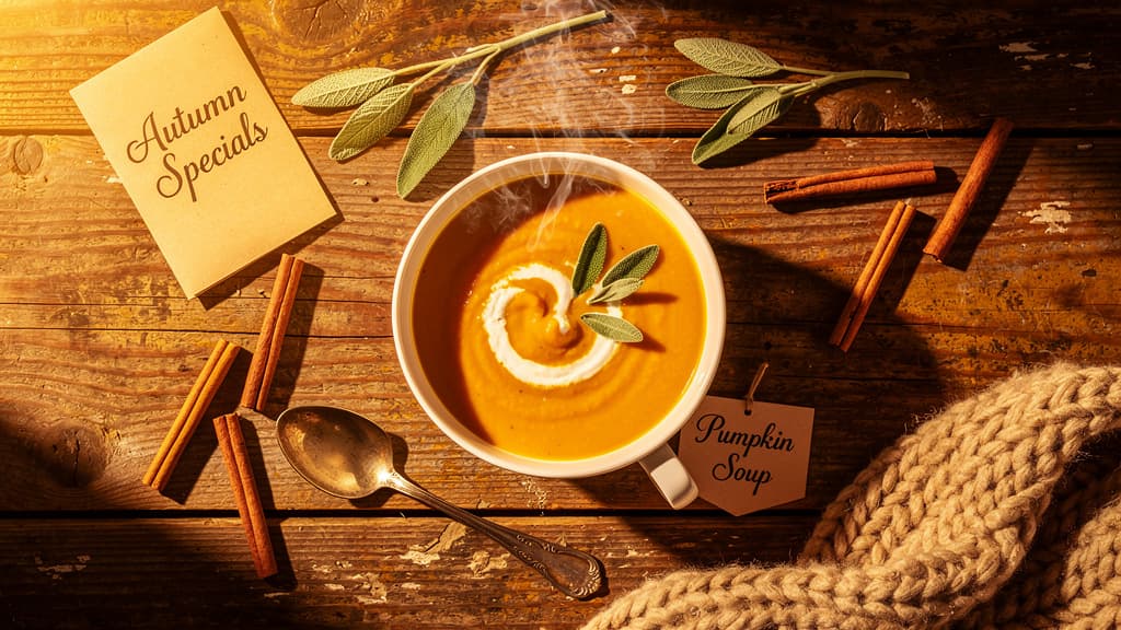 An AI generated soup announcement graphic for a cafe.