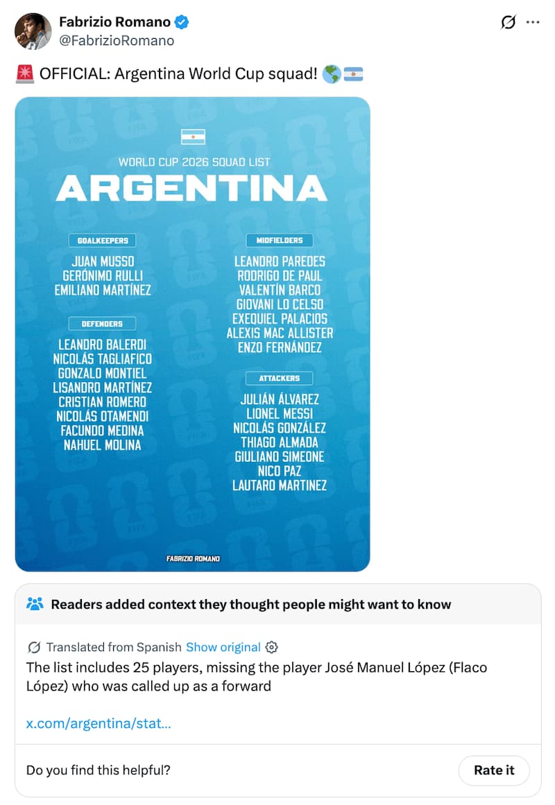 A screenshot of an X/Twitter post with a community note correcting the content in the original post.