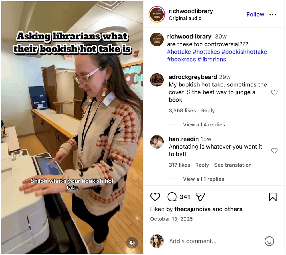 A screenshot of an Instagram Reel sharing hot takes.