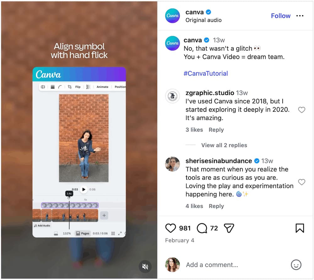 A screenshot of an Instagram Reel sharing a quick hack.