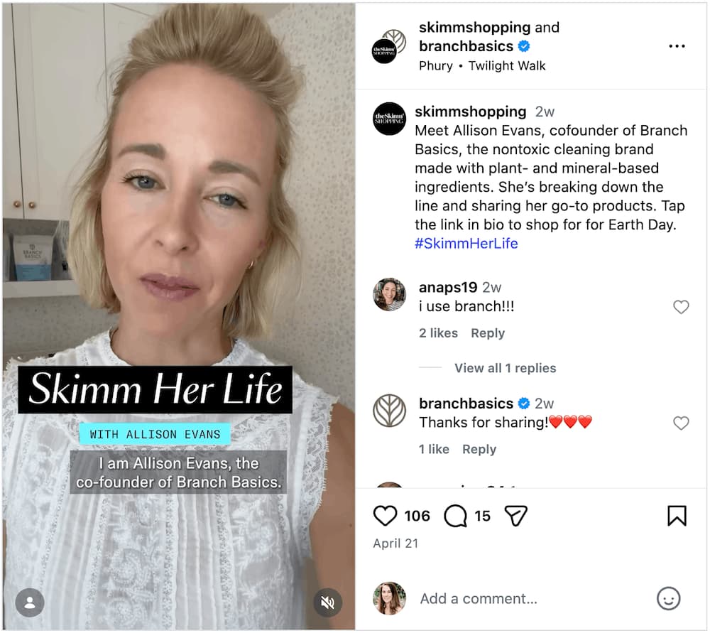 A screenshot of an Instagram Reel interviewing a founder.