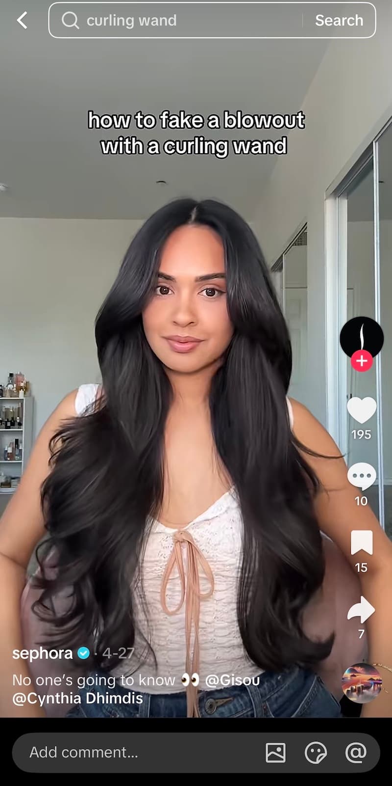 A screenshot of a TikTok video from Sephora.