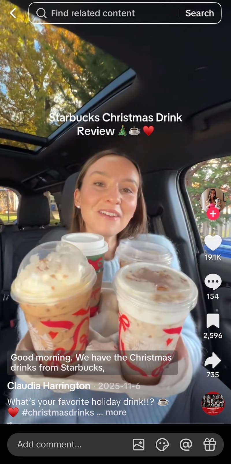 An influencer TikTok video for Starbucks.