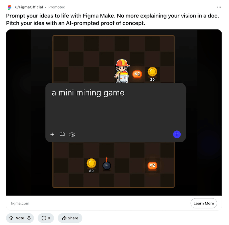 An example of a Reddit image ad.