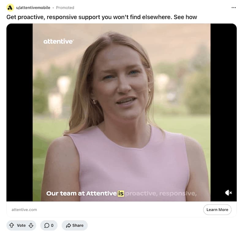 An example of a Reddit video ad.