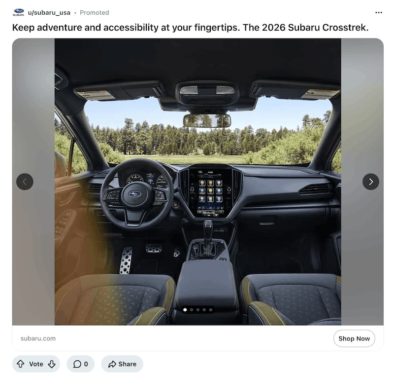 A screenshot of a Reddit carousel ad.