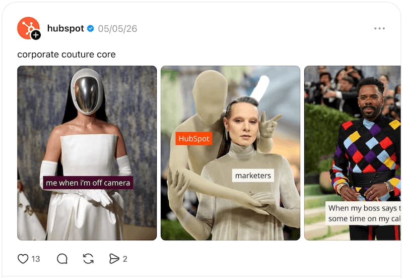 A Threads post from CRM HubSpot.