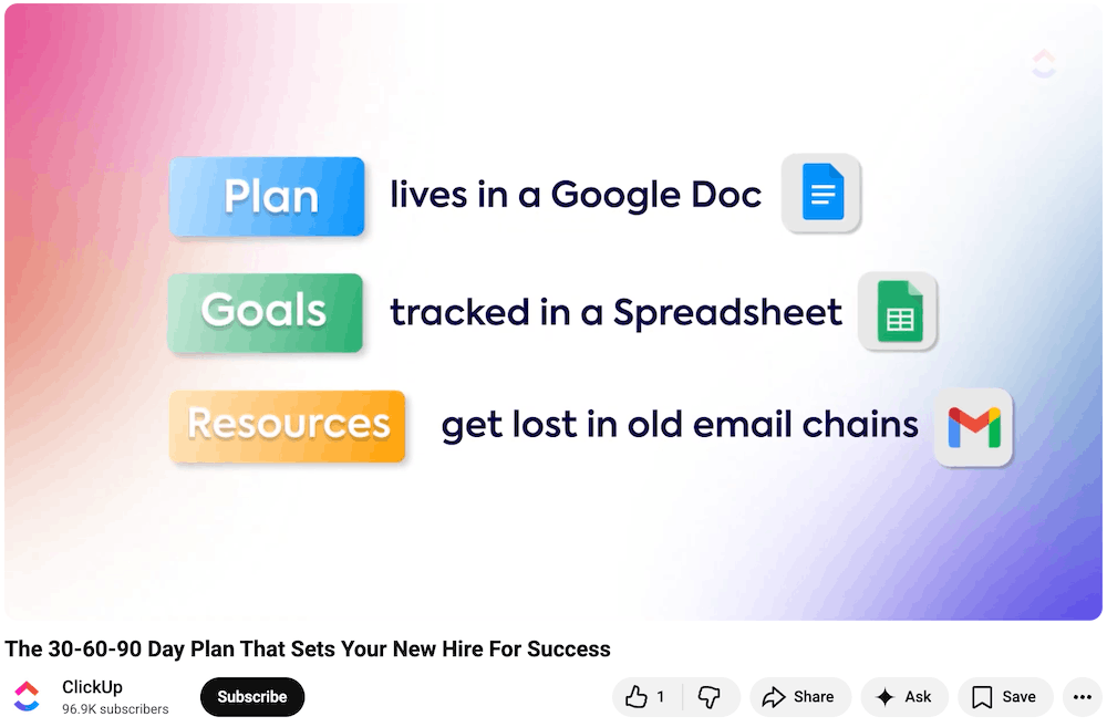 A YouTube video from project management software ClickUp.