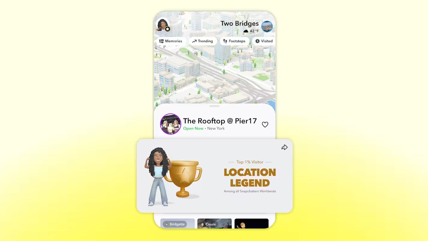 A mockup of the new Place Loyalty feature on Snapchat.