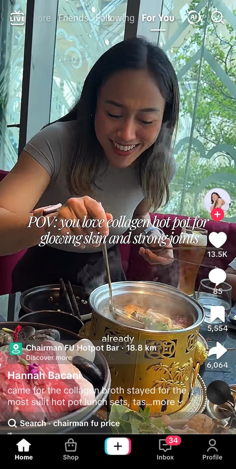 A screenshot of a TikTok video highlighting a local restaurant.