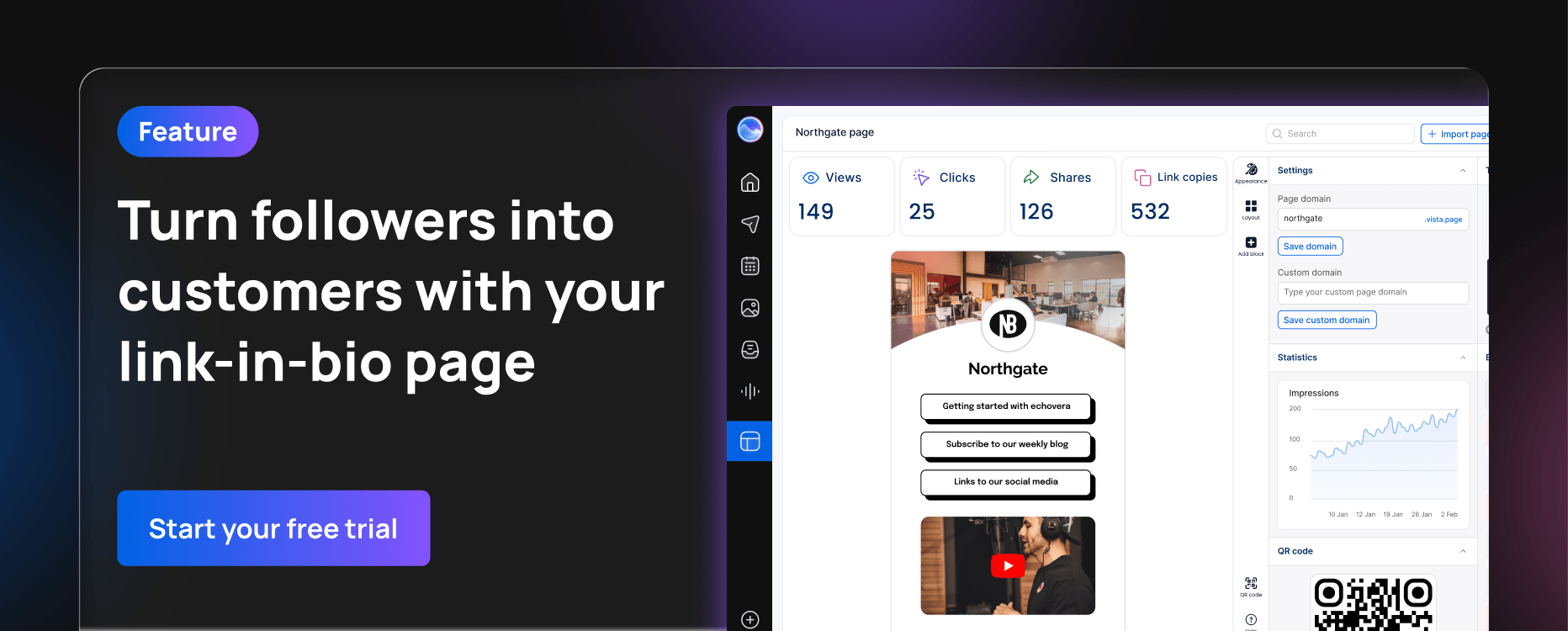 Turn your followers into customers with Vista Page's link-in-bio tool.
