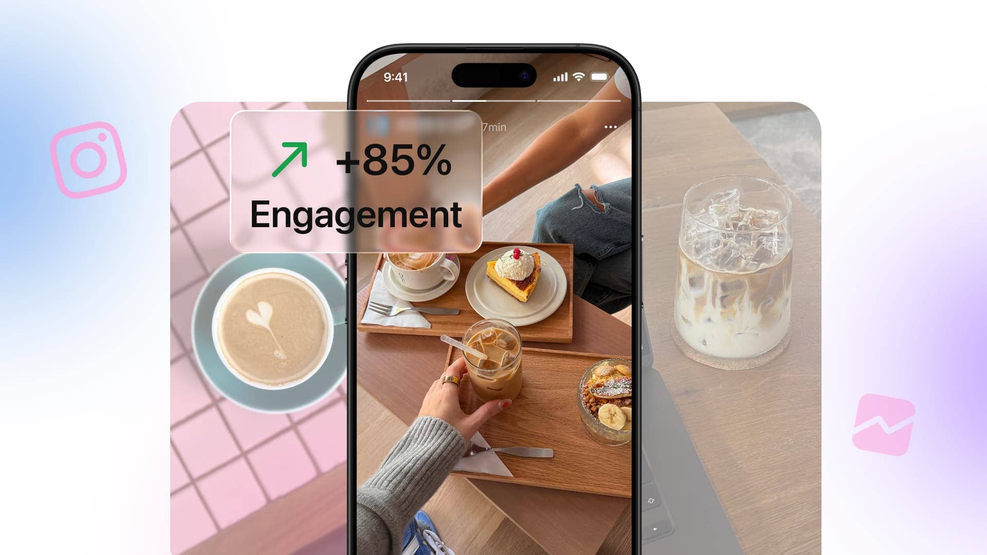 An illustration of an Instagram Story with boosted engagement.