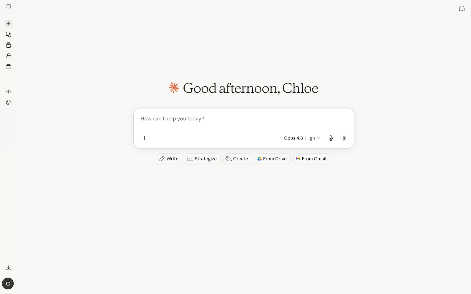 A screenshot of AI content creation tool Claude's website.