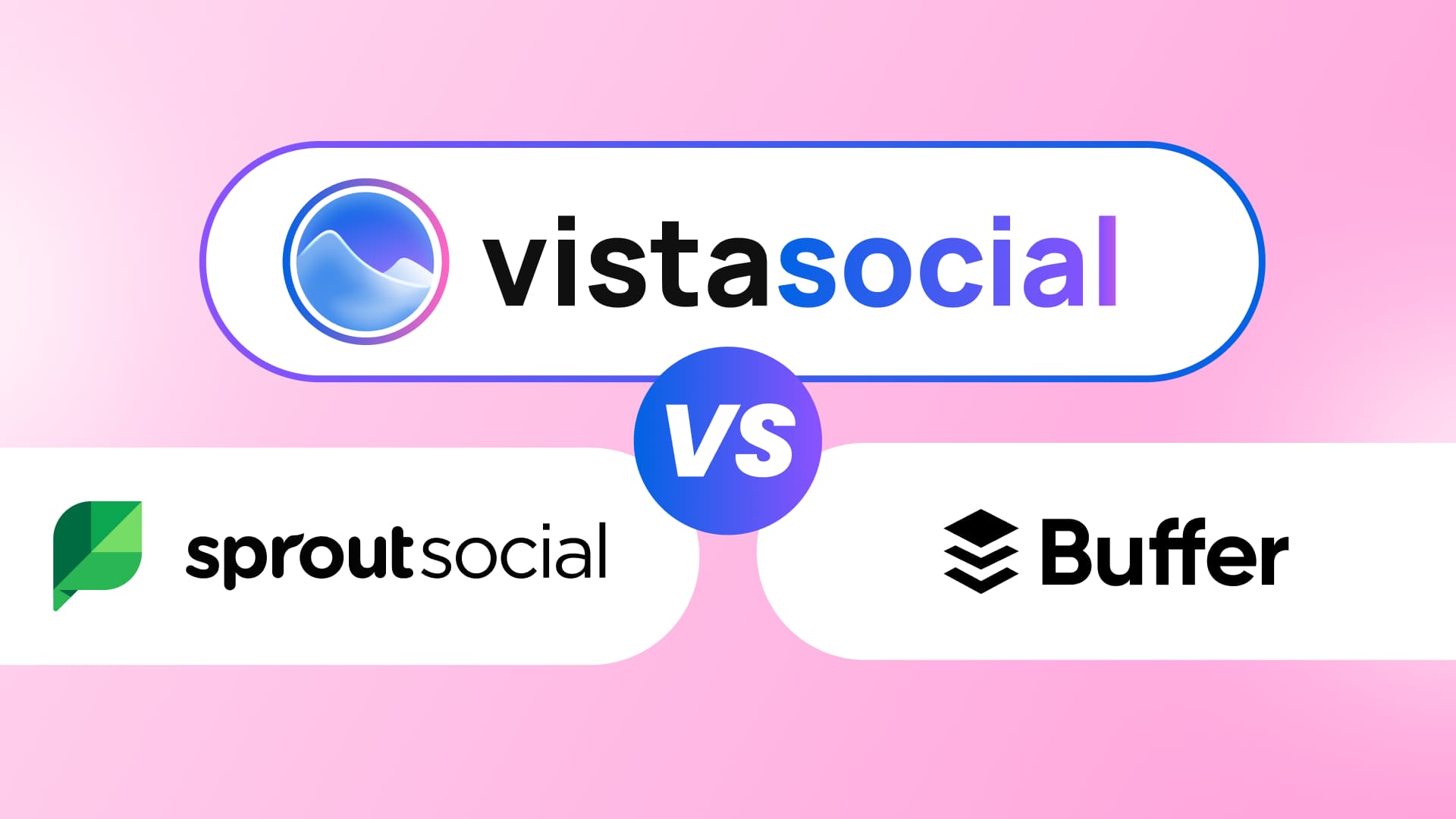 A comparison header graphic featuring the logos of Vista Social, Sprout Social, and Buffer around a central VS badge.