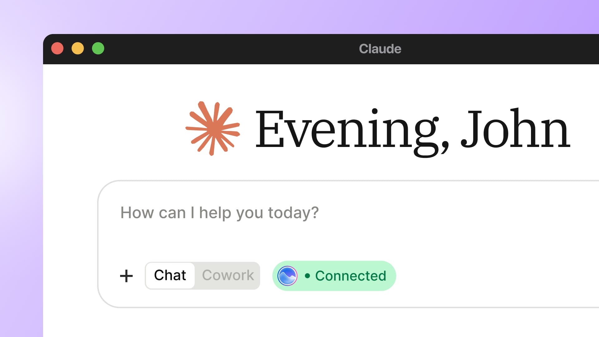 A header graphic showing the Claude desktop app welcome screen with a connected Vista Social indicator badge.